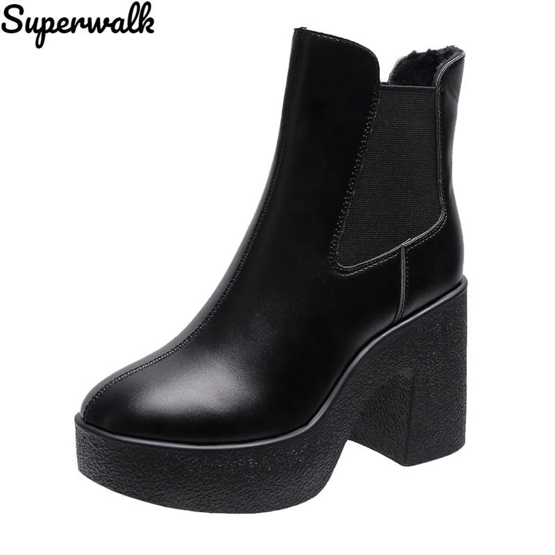 Women Chelsea Boots Autumn Winter 2021 New Thick Bottom PU Leather Platform Shoes Ladies High Heels Solid Knitted Concise Boot
Women Chelsea Boots Autumn Winter 2021 New Thick Bottom PU Leather Platform Shoes Ladies High Heels Solid Knitted Concise Boot