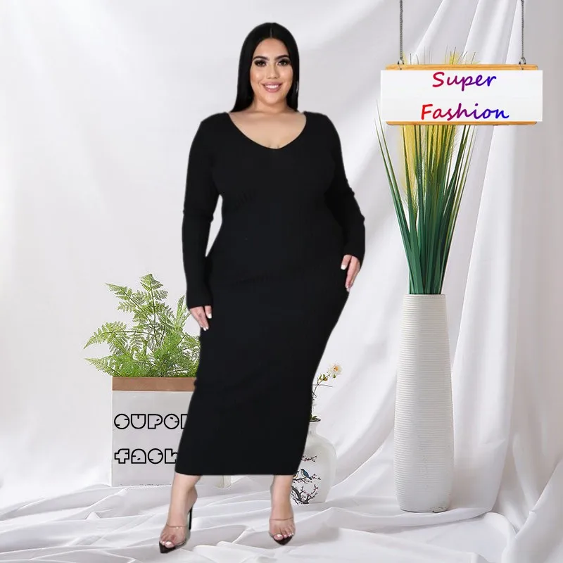 Женское платье с длинным рукавом и V-образным вырезом
Женское платье с длинным рукавом и V-образным вырезом