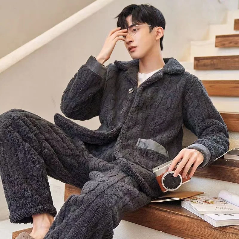 Flannel Pajamas Set For Men 2 Pieces/Sets Pyjamas Suits Male Long Sleeve Trousers Pijama Thicken Warm Homewear Home Clothing
Flannel Pajamas Set For Men 2 Pieces/Sets Pyjamas Suits Male Long Sleeve Trousers Pijama Thicken Warm Homewear Home Clothing