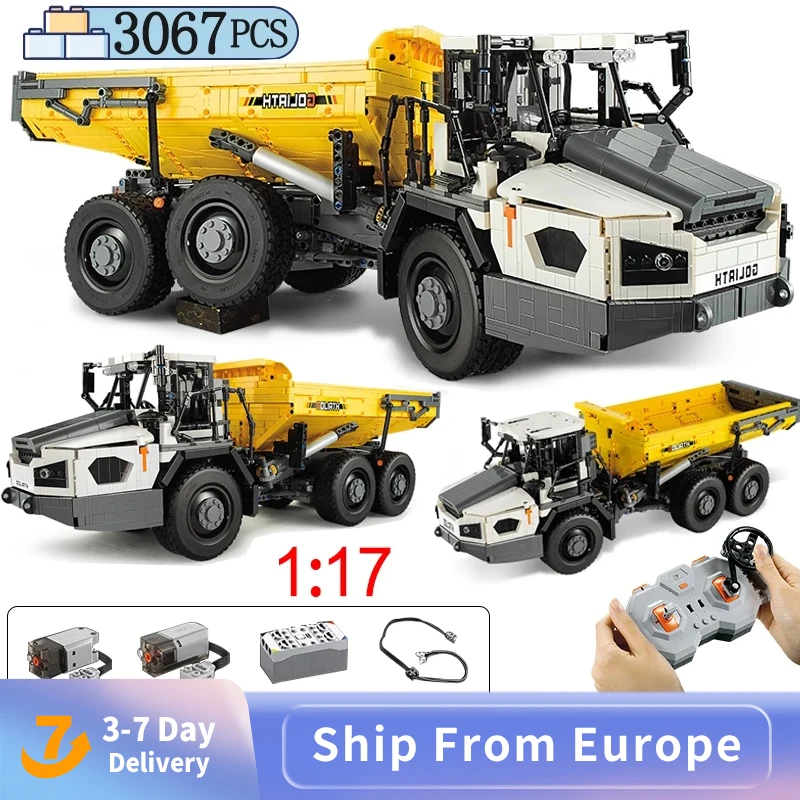 

MOC Technician RC Articulated Engineering Dump Truck Model Building Blocks Brick Remote Control Heavy Truck Toys Car Kids Gift