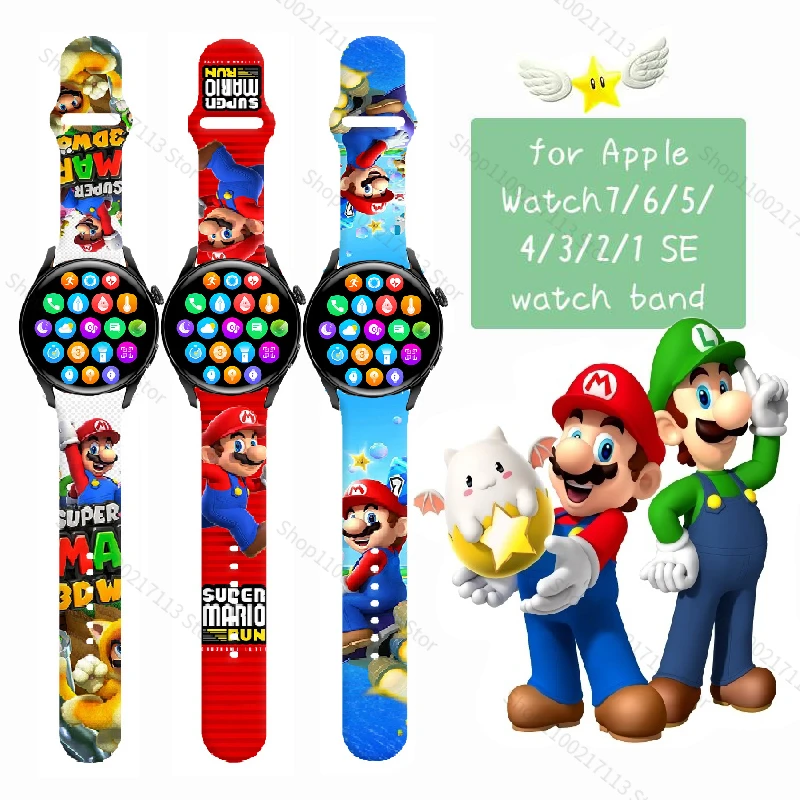 Super Mario Strap For Apple Watch band1 2 3 4 5 6 7se anime figure Silicone iwatch replacement strap 41mm38mm42mm45mm band gifts
Super Mario Strap For Apple Watch band1 2 3 4 5 6 7se anime figure Silicone iwatch replacement strap 41mm38mm42mm45mm band gifts