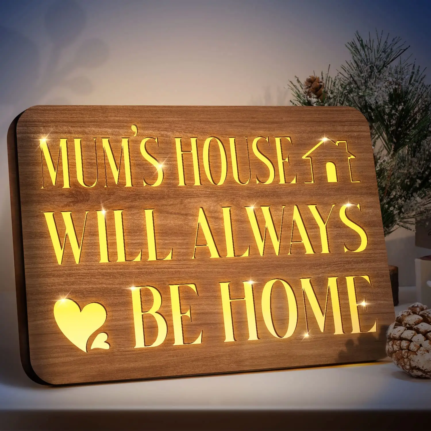 Mom's House - Gift Night Lamp Carved Wood Sign Plaque Dining Table Decor Home Decor Table Lamp Gift for Mom & Wife, Walnut
Mom's House - Gift Night Lamp Carved Wood Sign Plaque Dining Table Decor Home Decor Table Lamp Gift for Mom & Wife, Walnut