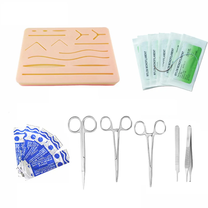 23 In 1 Medical Skin Suture Surgical Training Kit Silicone Pad Needle Scissors Soft Easy to Operate Silicone + Stainless Steel
23 In 1 Medical Skin Suture Surgical Training Kit Silicone Pad Needle Scissors Soft Easy to Operate Silicone + Stainless Steel