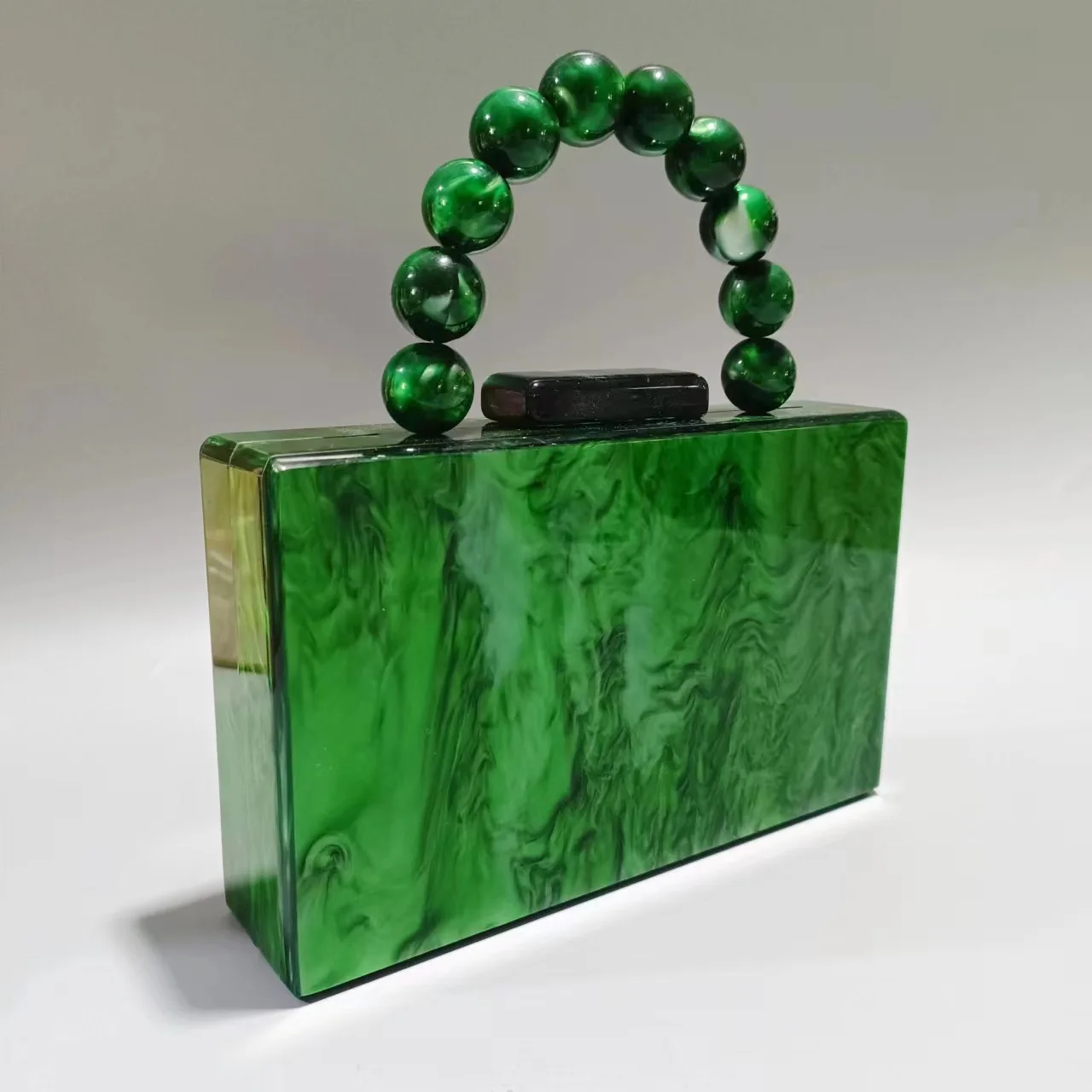 

Ручные сумки для женщин 2023, цепочка из бисера, жемчужная зеленая акриловая вечерняя сумка, женский клатч, кошелек, роскошные дизайнерские сумки, Свадебный Кошелек