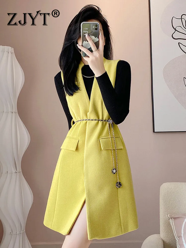 ZJYT Fashion Long Sleeve Pullover Knitted Sweater+Woolen Tank Dress 2 Piece Set Autumn Winter Clothes 2022 Office Lady Vestidos
ZJYT Fashion Long Sleeve Pullover Knitted Sweater+Woolen Tank Dress 2 Piece Set Autumn Winter Clothes 2022 Office Lady Vestidos