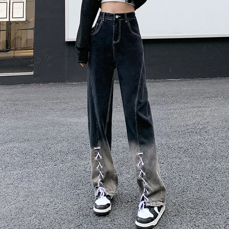 #3170 Black Blue Gradient Color Streetwear Long Jeans Women High Waisted Straight Jeans Loose Bandage Korean Style Wide Leg
#3170 Black Blue Gradient Color Streetwear Long Jeans Women High Waisted Straight Jeans Loose Bandage Korean Style Wide Leg