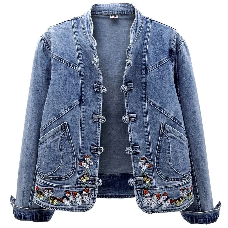 Spring Autumn New Denim Jacket Women's All-match Casual Short Coat Female Vintage Chinese style Embroidered Stretch Jeans Jacket
Spring Autumn New Denim Jacket Women's All-match Casual Short Coat Female Vintage Chinese style Embroidered Stretch Jeans Jacket