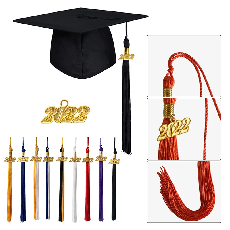 2022 New Academic Graduation Cap Tassel with Gold 2022 Charm Pendant Mixed Color Uniforms Student Souvenir Supplies
2022 New Academic Graduation Cap Tassel with Gold 2022 Charm Pendant Mixed Color Uniforms Student Souvenir Supplies