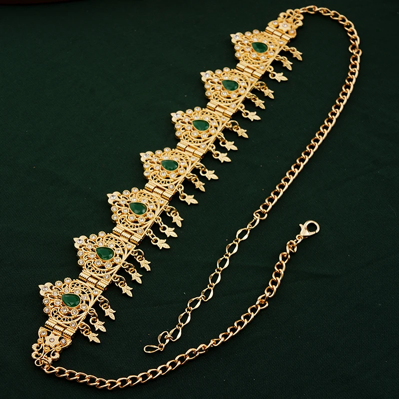 Morocco Trendy Bridal Hair Chain Gold Plated Rhinestone Bride Headpiece Arabic Muslim Wedding Jewelry Girls Hairwear 
Morocco Trendy Bridal Hair Chain Gold Plated Rhinestone Bride Headpiece Arabic Muslim Wedding Jewelry Girls Hairwear
