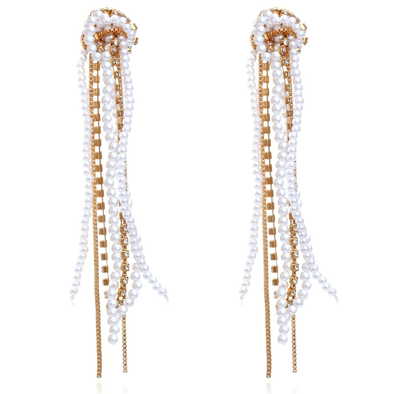 Exaggerated Knot Long Pearl Tassel Earrings Personality Bohemian Handmade Beaded Earrings
Exaggerated Knot Long Pearl Tassel Earrings Personality Bohemian Handmade Beaded Earrings