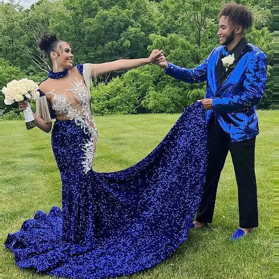 Sequined Sexy Prom Dresses High Neck Cap Sleevs Tassels Beads Crystals See Through Evening Dress For African Women Birthday Gown
Sequined Sexy Prom Dresses High Neck Cap Sleevs Tassels Beads Crystals See Through Evening Dress For African Women Birthday Gown