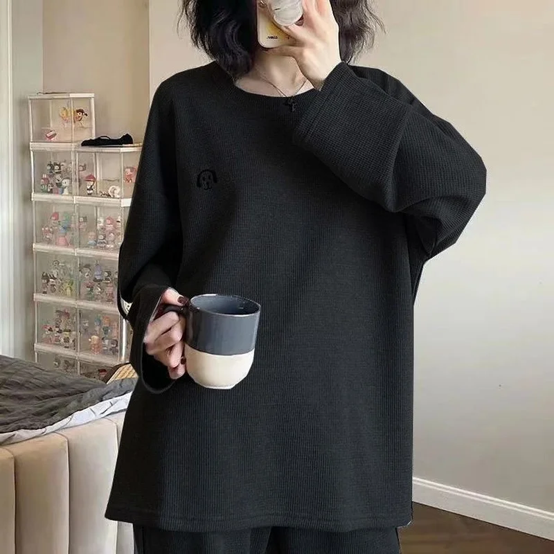 Autumn Solid Loungewear Set Women Long Sleeve Casual Clothes Female Pajamas Spring Housecoat Suit Print Top Straight Pant Outfit
Autumn Solid Loungewear Set Women Long Sleeve Casual Clothes Female Pajamas Spring Housecoat Suit Print Top Straight Pant Outfit