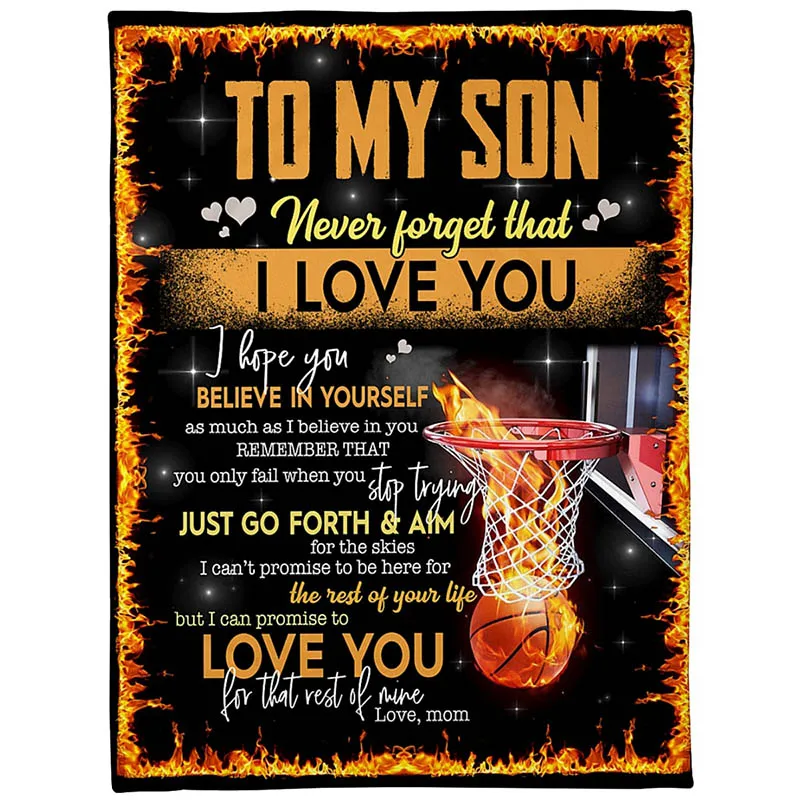 

TOADDMOS Cool Basketball Design Thin Fleece Blanket Love Letter Gift for Son from Mom Dad Soft Bed Sofa Nap Throw Blankets Manta