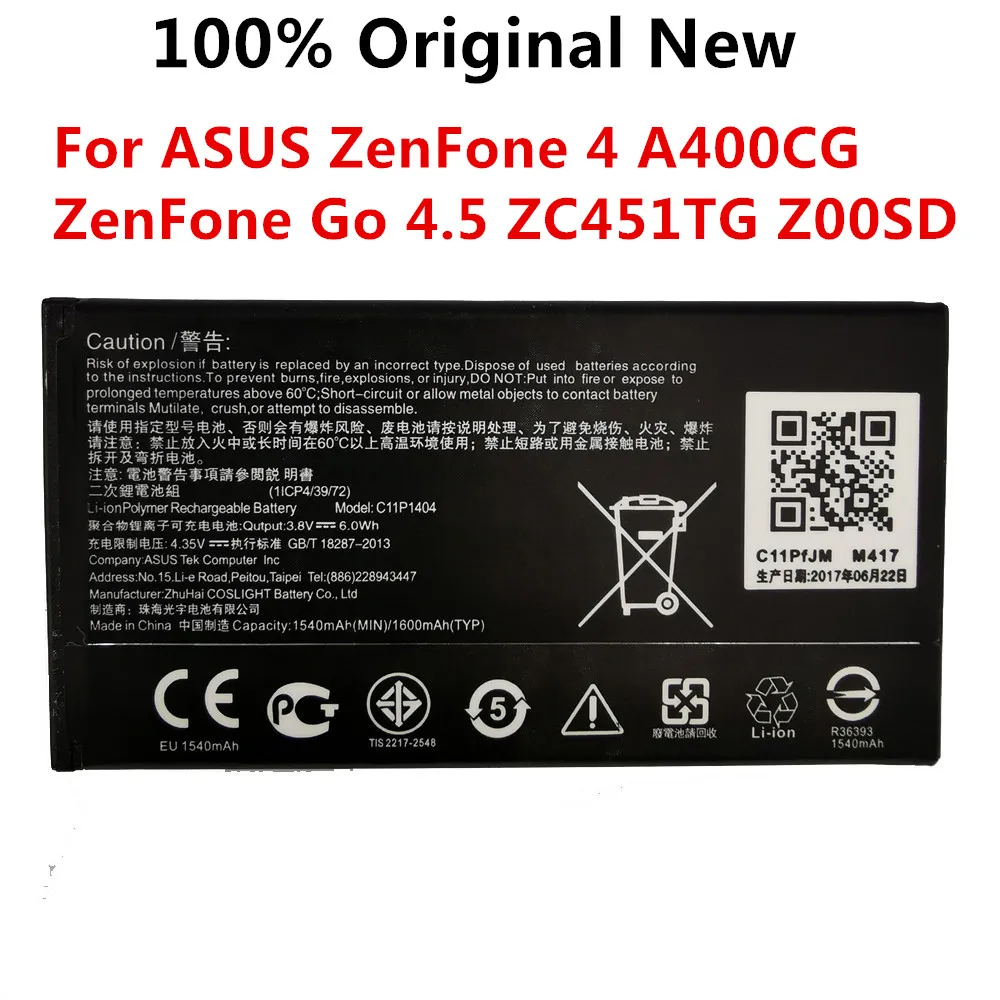 100% Оригинальный аккумулятор 1600 мАч C11P1404 B11P1415 для телефона ASUS ZenFone 4 A400CG ZenFone Go 4,5 ZC451TG Z00SD, новинка
100% Оригинальный аккумулятор 1600 мАч C11P1404 B11P1415 для телефона ASUS ZenFone 4 A400CG ZenFone Go 4,5 ZC451TG Z00SD, новинка