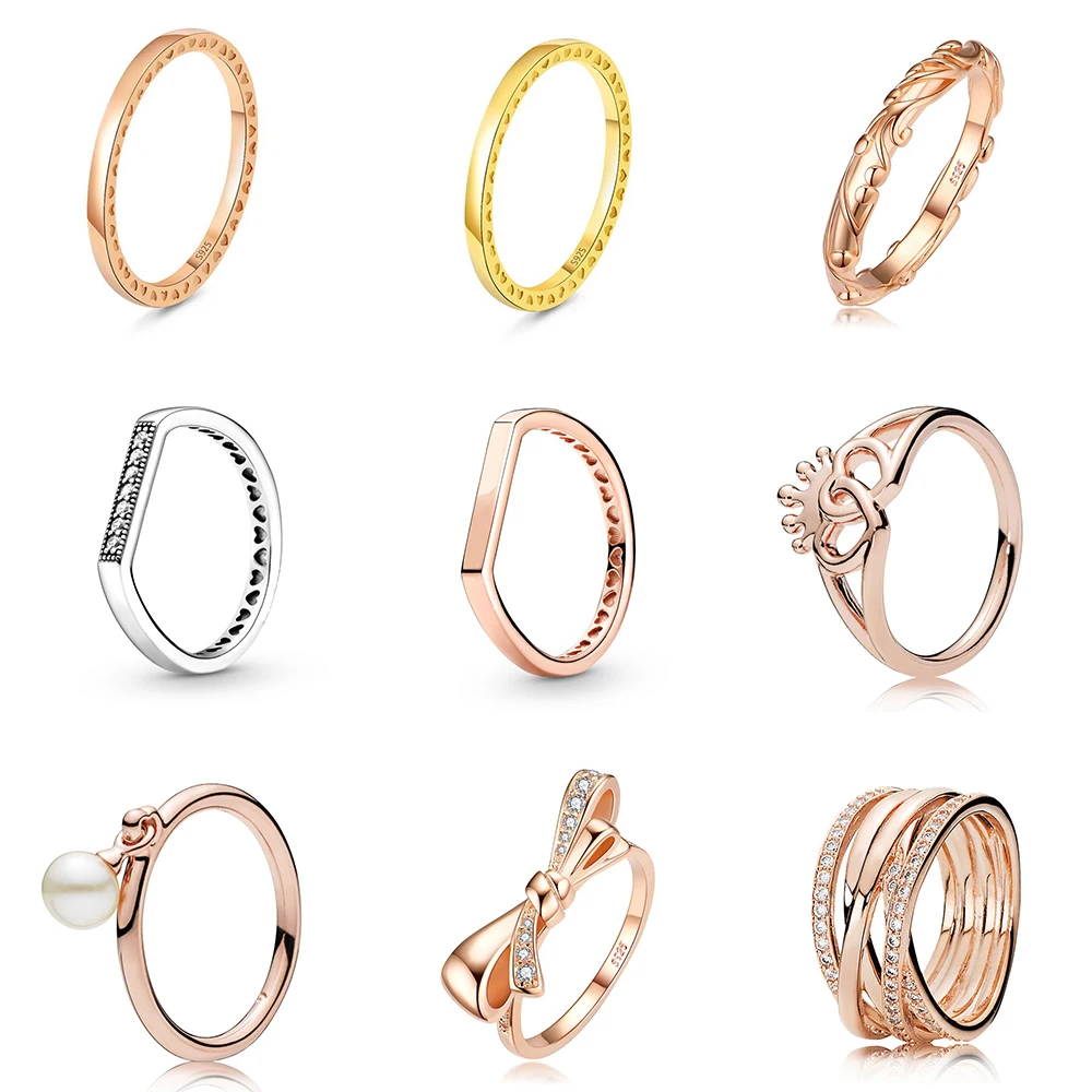 925 Sterling Silver Ring Charms Rose Gold Bow Knot Diy Fashion Round Pearl Finger Ring For Women Pandora Party Jewelry
925 Sterling Silver Ring Charms Rose Gold Bow Knot Diy Fashion Round Pearl Finger Ring For Women Pandora Party Jewelry