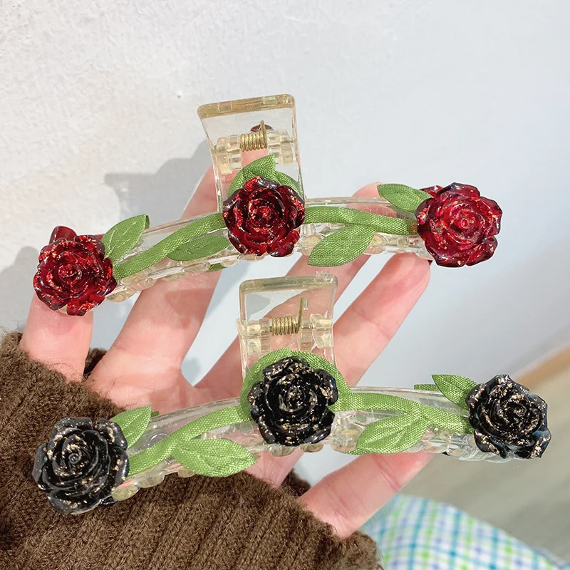 2022 Korean Spring Summer New Trendy Big Black Red Rose Flower Hair Claws Crabs For Women Hair Accessories Hair Clips Wholesale
2022 Korean Spring Summer New Trendy Big Black Red Rose Flower Hair Claws Crabs For Women Hair Accessories Hair Clips Wholesale