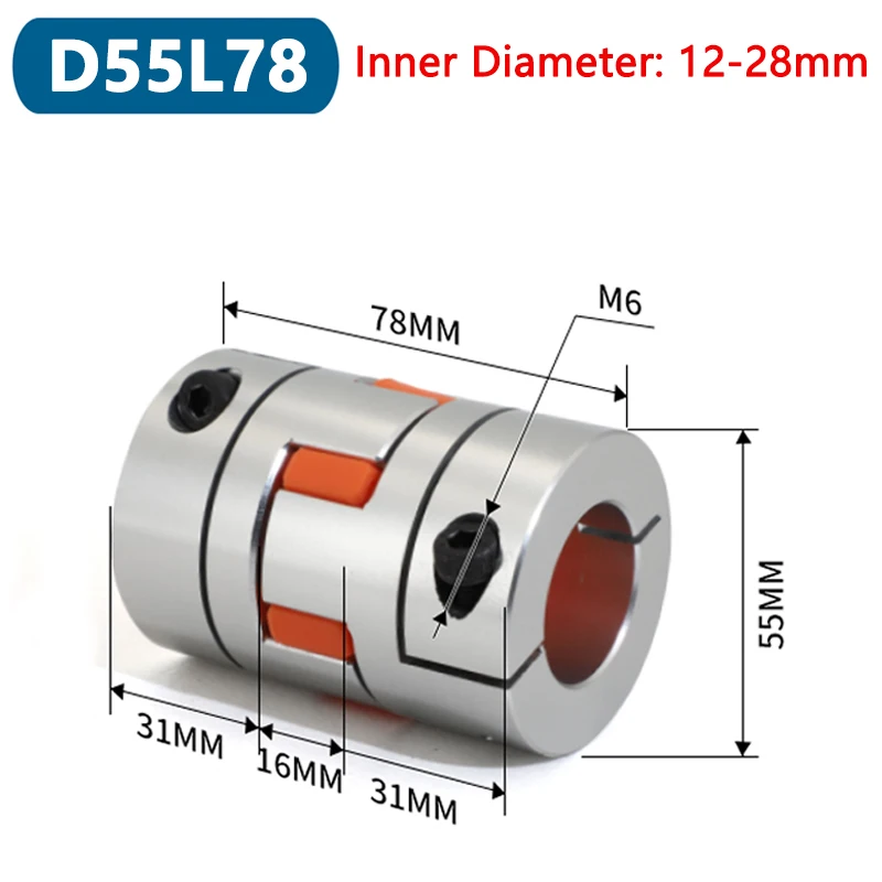 1pc D55L78 Eight Jaws Coupler D55 L78 Aluminum Plum Flexible Spider Coupling Motor Connector CNC Elastic Coupling Bore 12-28mm
1pc D55L78 Eight Jaws Coupler D55 L78 Aluminum Plum Flexible Spider Coupling Motor Connector CNC Elastic Coupling Bore 12-28mm