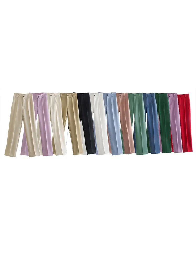 Women 2022 Autumn New casual Fashion straight High Waist Pants Vintage solid color Zipper Fly Female Trousers Mujer
Women 2022 Autumn New casual Fashion straight High Waist Pants Vintage solid color Zipper Fly Female Trousers Mujer