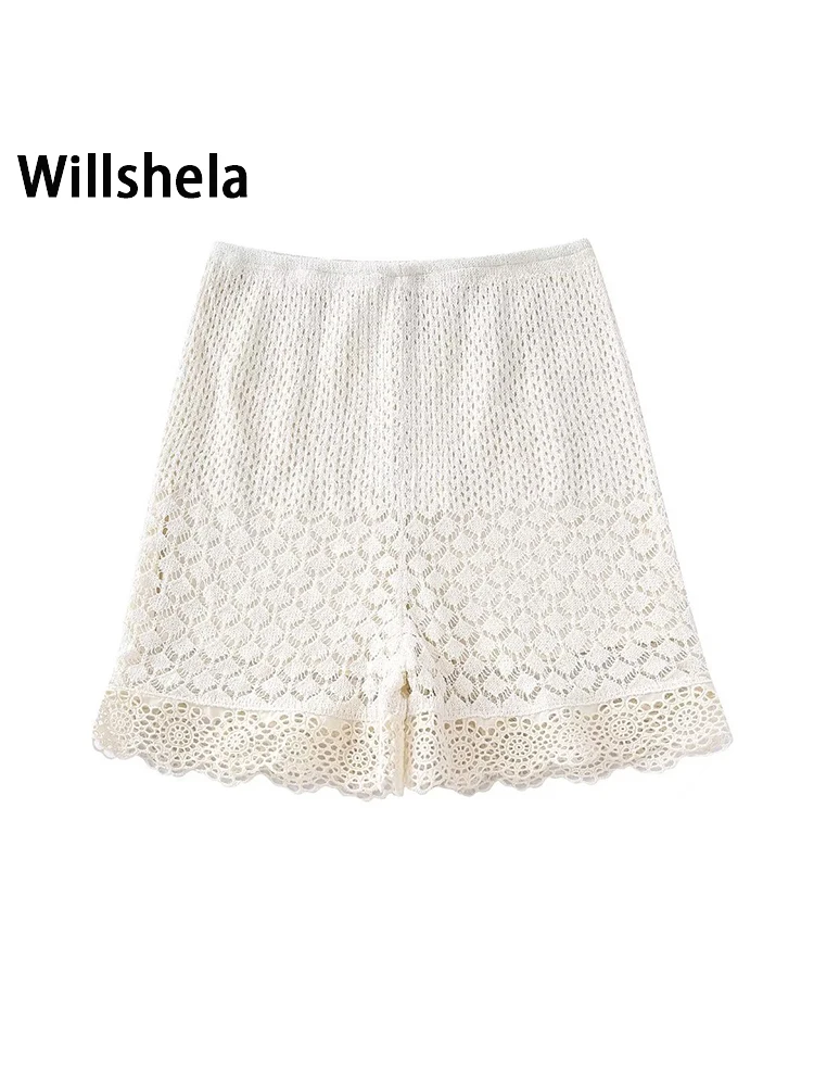 Willshela Women Fashion Solid Jacquard Hollow Out Knitted Shorts Vintage High Elastic Waist Female Chic Lady Shorts
Willshela Women Fashion Solid Jacquard Hollow Out Knitted Shorts Vintage High Elastic Waist Female Chic Lady Shorts