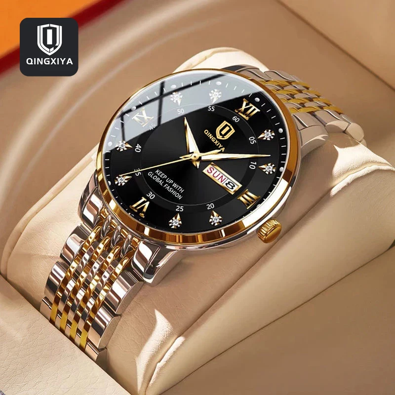 QINGXIYA Men Quartz Watch Fashion High Quality Stainless Steel Watches Waterproof Luminous Week Date Top Brand Luxury Wristwatch
QINGXIYA Men Quartz Watch Fashion High Quality Stainless Steel Watches Waterproof Luminous Week Date Top Brand Luxury Wristwatch