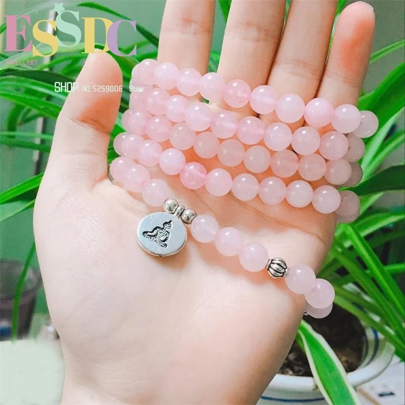 ESSDCW Fashion Design 8mm Natural Pink Stone 108 Beads Mala Bracelet Women Jewelry Yoga Buddhist Chakras Meditation Necklace
ESSDCW Fashion Design 8mm Natural Pink Stone 108 Beads Mala Bracelet Women Jewelry Yoga Buddhist Chakras Meditation Necklace