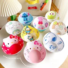 Sanrio Hellokitty Bowl Kawaii Cartoon Mymelody Pompom Purin Snoopyed Baby Drop-Proof Rice Bowl Household Childrens Tableware