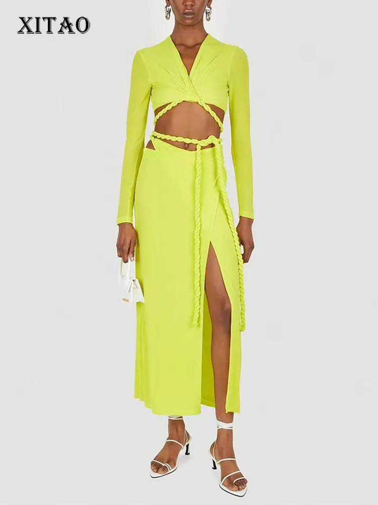XITAO Two Piece Set Women Pullover Solid Color Pleated Full Sleeve Top Elastic Waist Drawstring Split Minority Skirt WLD7701
XITAO Two Piece Set Women Pullover Solid Color Pleated Full Sleeve Top Elastic Waist Drawstring Split Minority Skirt WLD7701