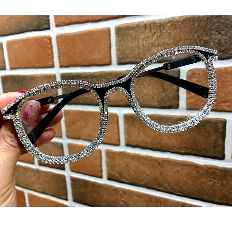 

Солнцезащитные очки «кошачий глаз» для мужчин и женщин, винтажные брендовые дизайнерские солнечные очки с золотыми бриллиантами, в металлической оправе с прозрачными линзами, UV400
