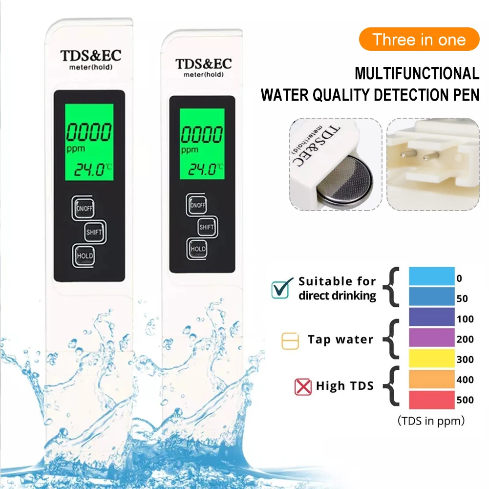 Digital Water Quality Tester TDS EC Meter Range 0-9990 Multifunctional Water Purity Temperature Meter TEMP PPM Tester
Digital Water Quality Tester TDS EC Meter Range 0-9990 Multifunctional Water Purity Temperature Meter TEMP PPM Tester