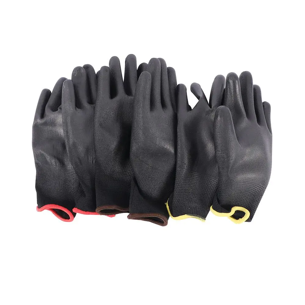 

PU 6 Pairs Builders Palm Coating Coated Grip Protection Safety Gloves Garden Supplies Work Glove
