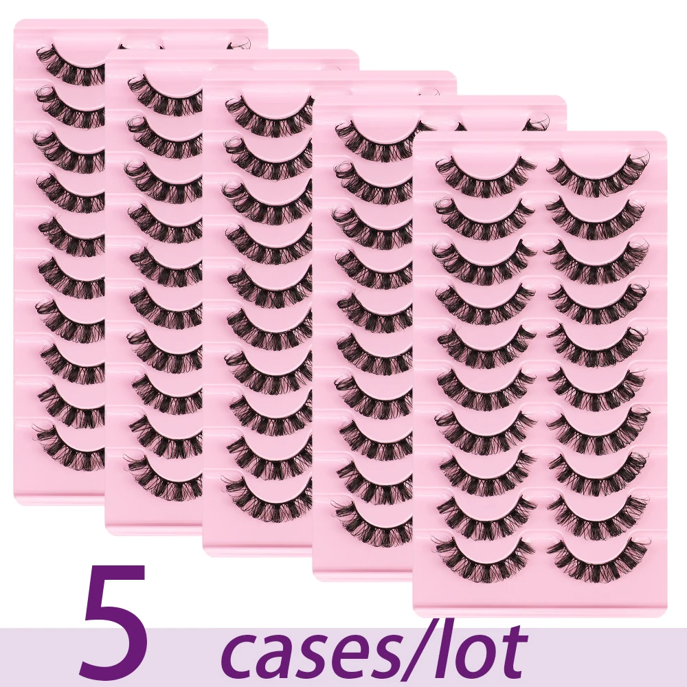 

Russian Strip Lashes Wholesale 5 Cases Natural Look Short Eye Lashes False Lashes Wispy Eyelashes D Curl Pack 10 Pairs