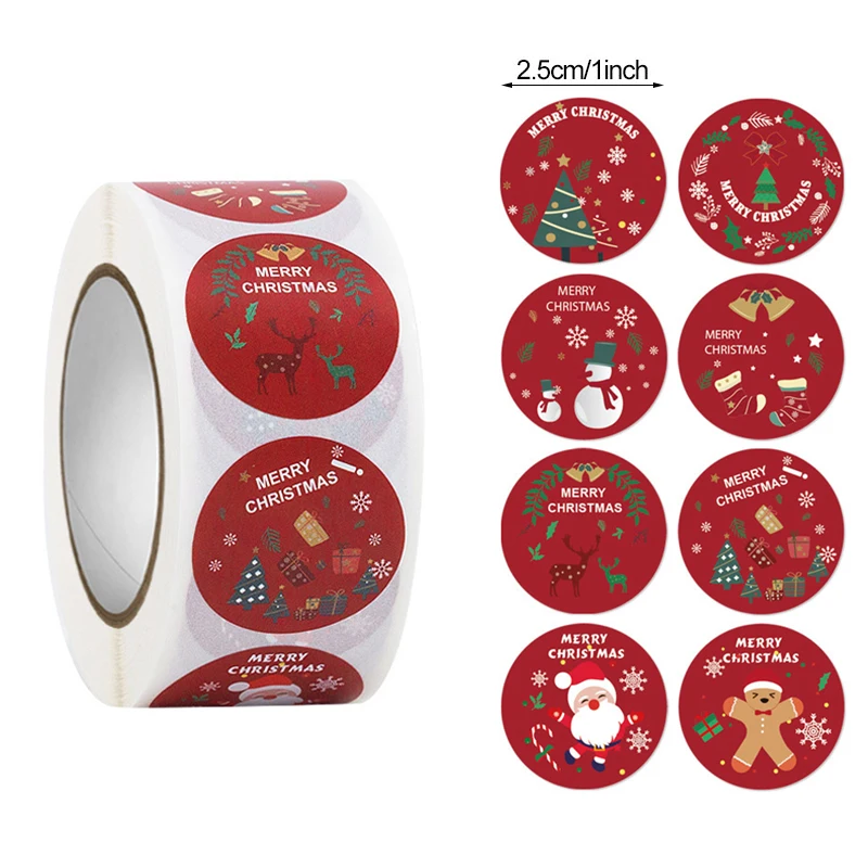 

500pcs Stickers Merry Christmas Tree Elk Snowman Snowflake Candy Bag Sealing Sticker Gifts Box Labels Decorations New Year