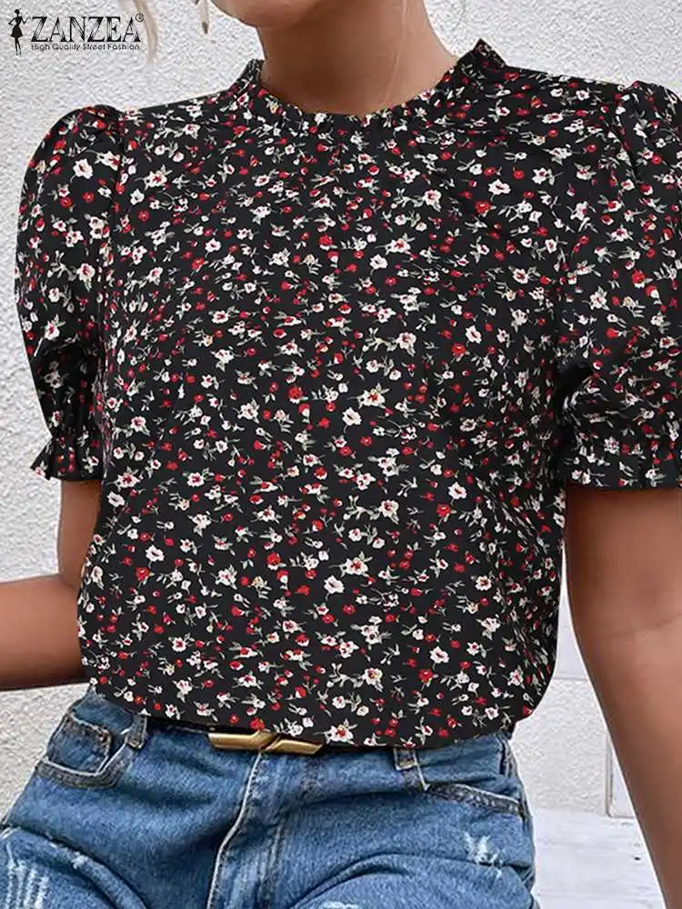 ZANZEA Fashion Floral Printed Blouse Summer Short Puff Sleeve Round Neck Blouses Elegant Work OL Tops Female Ruffled Edge Shirt
ZANZEA Fashion Floral Printed Blouse Summer Short Puff Sleeve Round Neck Blouses Elegant Work OL Tops Female Ruffled Edge Shirt
