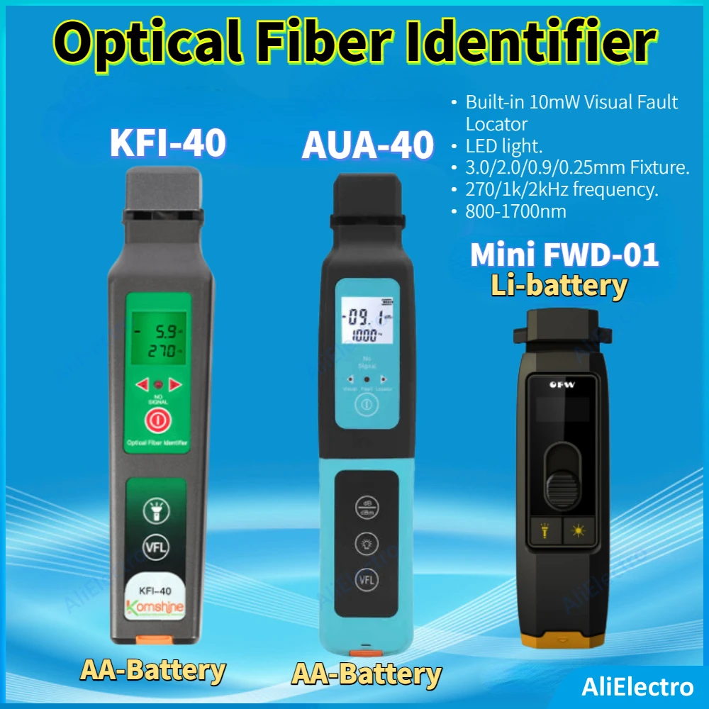 High Quality AUA-40 KFI-40 FWD-01 Fiber Optic Identifier Visual Fault Locator 10mw Live Fiber Optical Identifier 800-1700nm
High Quality AUA-40 KFI-40 FWD-01 Fiber Optic Identifier Visual Fault Locator 10mw Live Fiber Optical Identifier 800-1700nm