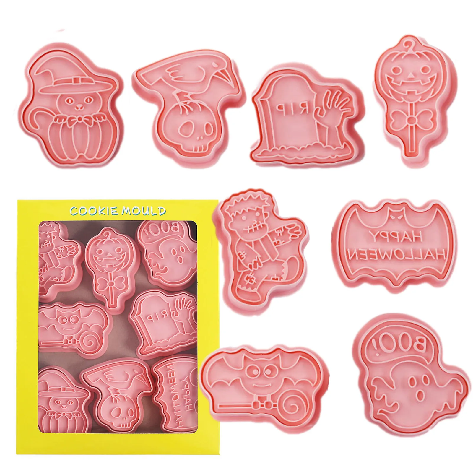 Halloween Cookie Stamp Set Set of 8 Cute Cartoon Embossing Stamp Cookie Dough Stencil Baking Tools & Accessories GQ
Halloween Cookie Stamp Set Set of 8 Cute Cartoon Embossing Stamp Cookie Dough Stencil Baking Tools & Accessories GQ