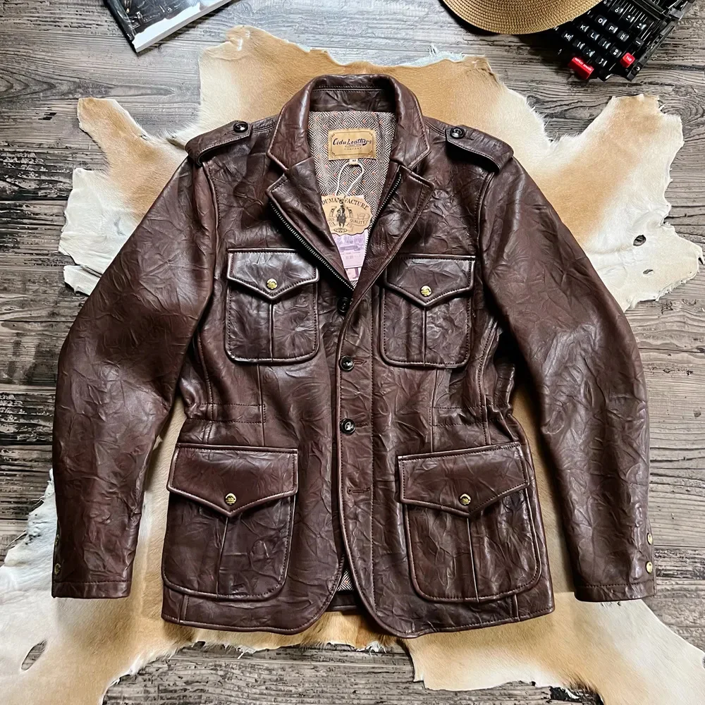 YR!Free shipping.Cidu brand.Luxury Italy texture sheepskin jacket.Vintage Brown hunting clothes.Men slim leather Trench coat,
YR!Free shipping.Cidu brand.Luxury Italy texture sheepskin jacket.Vintage Brown hunting clothes.Men slim leather Trench coat,