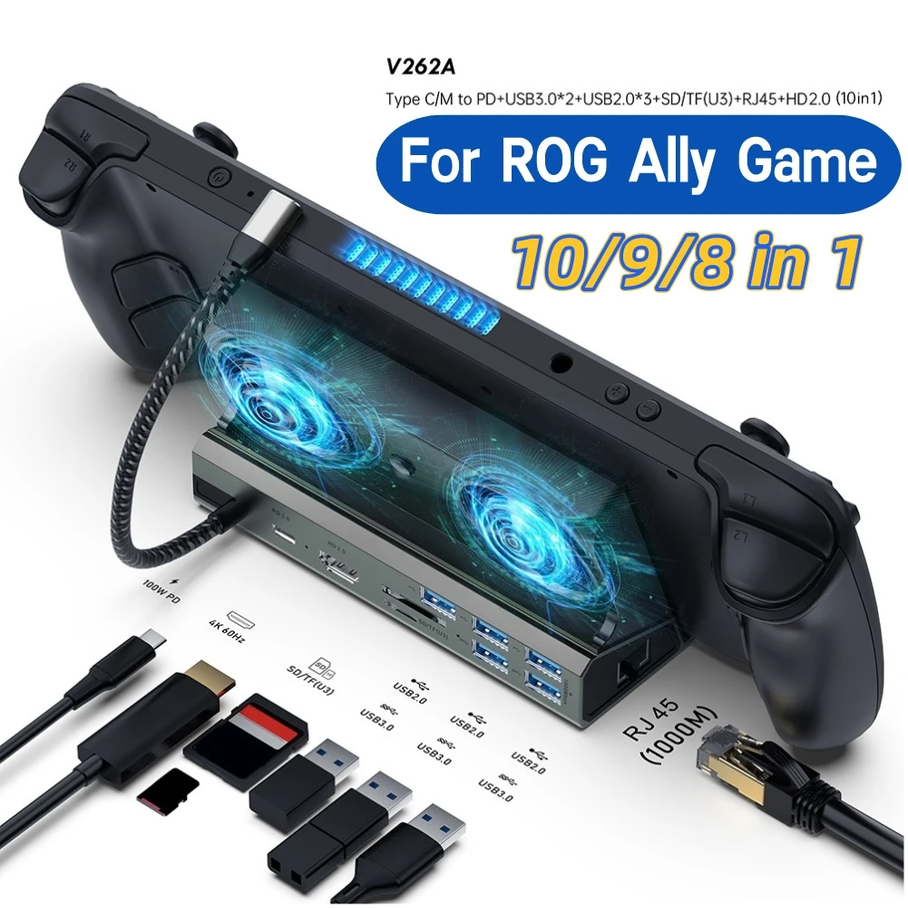 Dock Console Hub HDMI-Compatible Dock Stand 4K 60Hz Gigabit Ethernet 1000Mbps Type C USB 3.0 2.0 PD 100W RJ45 for ROG Ally Game
Dock Console Hub HDMI-Compatible Dock Stand 4K 60Hz Gigabit Ethernet 1000Mbps Type C USB 3.0 2.0 PD 100W RJ45 for ROG Ally Game