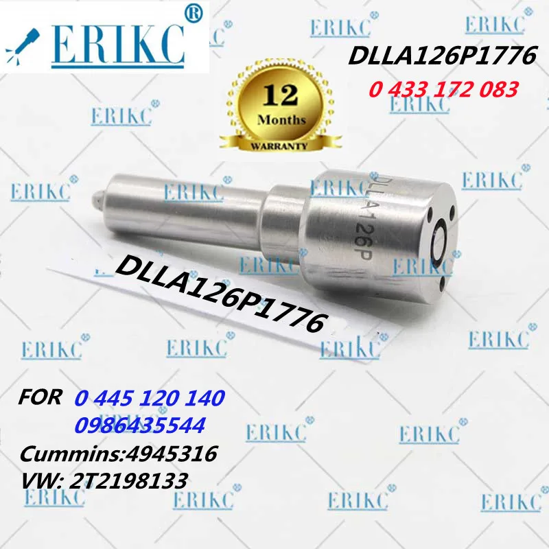 ERIKC Diesel Engine Injector Nozzle DLLA126P1776 OEM 0 433 172 083 FOR 0445120140 0986435544 Cummins:4945316 VW: 2T2198133
ERIKC Diesel Engine Injector Nozzle DLLA126P1776 OEM 0 433 172 083 FOR 0445120140 0986435544 Cummins:4945316 VW: 2T2198133