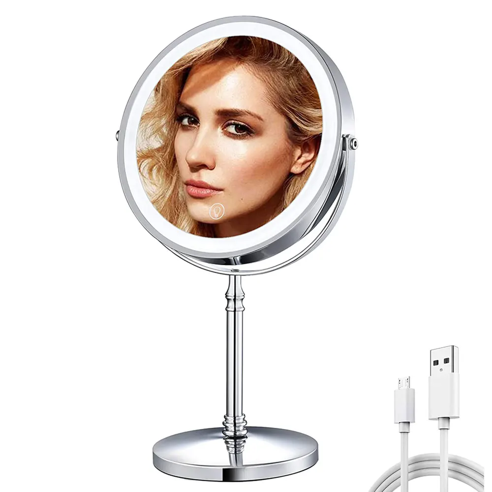 8 inches Lighted Makeup Mirror 10X Magnifying Cosmetic Mirror with LED Lights Double Sided Dimmable Rechargeable Vanity Mirrors
8 inches Lighted Makeup Mirror 10X Magnifying Cosmetic Mirror with LED Lights Double Sided Dimmable Rechargeable Vanity Mirrors