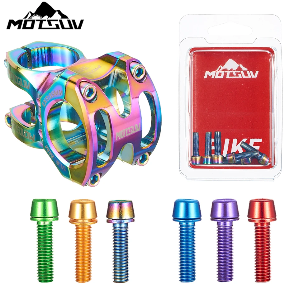 

6pcs/set Bicycle Handlebar Screws Titanium-plated Colorful Stainless Steel M5*18MM MTB Bike Handle bar Stem Riser Screw In Bolts