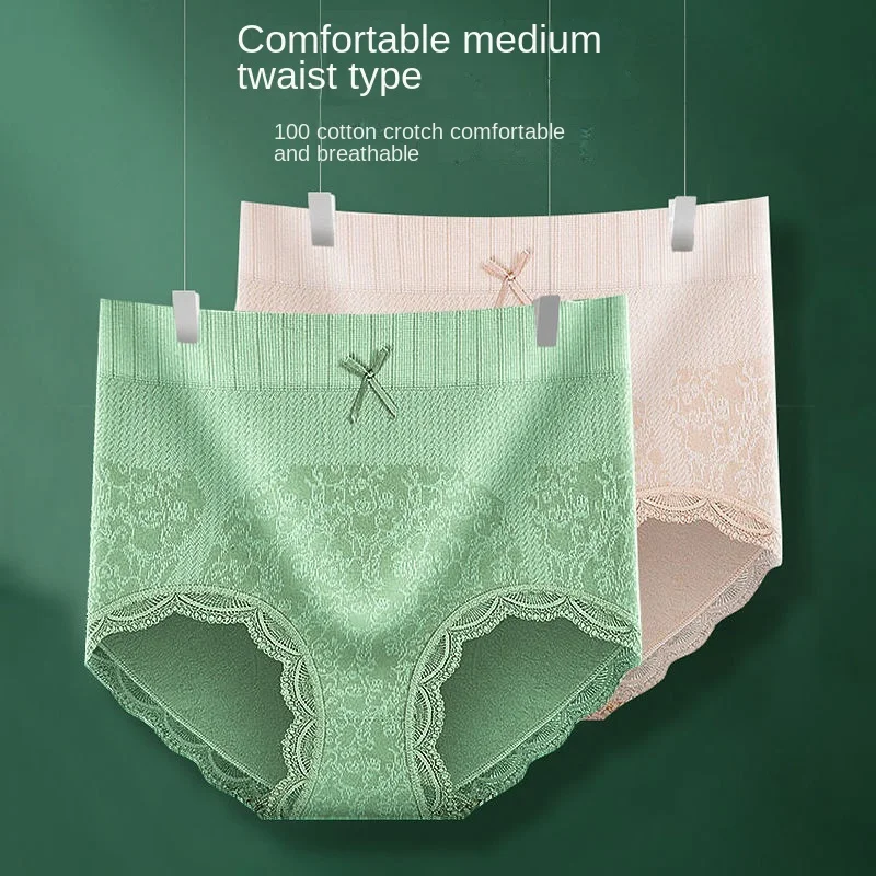 Large Size Women Underwear Lace Sexy Comfortable Breathable High-elastic Cotton Crotch Abdomen Seamless Lace Mid-waist Women
Large Size Women Underwear Lace Sexy Comfortable Breathable High-elastic Cotton Crotch Abdomen Seamless Lace Mid-waist Women
