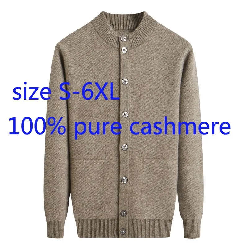 New 100%Cashmere Cardigan Men Large Thickened Coat Casual Single Breasted Mandarin Collar Computer Knitted Sweater Plus Size 6XL
New 100%Cashmere Cardigan Men Large Thickened Coat Casual Single Breasted Mandarin Collar Computer Knitted Sweater Plus Size 6XL