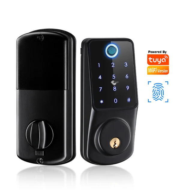 

Z50 Tuya Wifi APP Smart Remote Control Fingerprint Biometrics Password Card Code Deadbolt Automatic Latch Lock