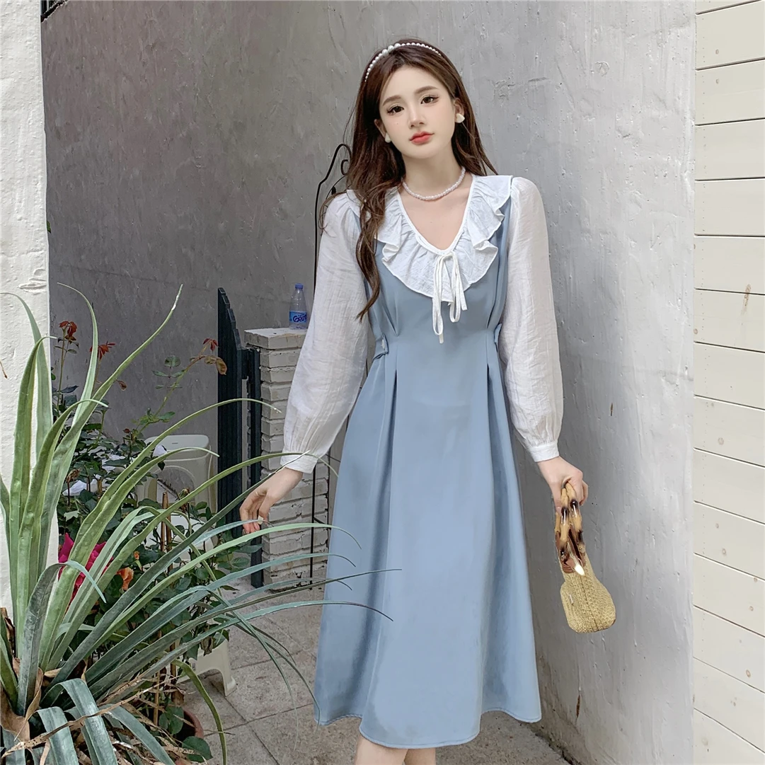 2023 Early Spring Patchwork Dresses French Ruffle V Neck Slim Long Sleeves Midi dress Female Clothing Free Shipping
2023 Early Spring Patchwork Dresses French Ruffle V Neck Slim Long Sleeves Midi dress Female Clothing Free Shipping