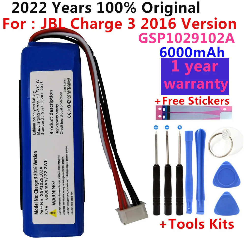 Replacement for JBL Charge 3(2016),Charge 3 (2016) Version Battery Pack 6000mAh Speaker Battery GSP1029102A,Free Install Tools
Replacement for JBL Charge 3(2016),Charge 3 (2016) Version Battery Pack 6000mAh Speaker Battery GSP1029102A,Free Install Tools