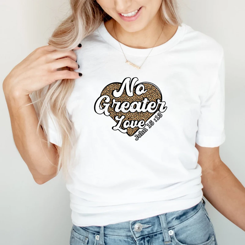No Greates Love Bible Jesus Church T Shirt Women Cotton Short Sleeved Streetwear Women's Clothing Christian Tops Dropshipping
No Greates Love Bible Jesus Church T Shirt Women Cotton Short Sleeved Streetwear Women's Clothing Christian Tops Dropshipping
