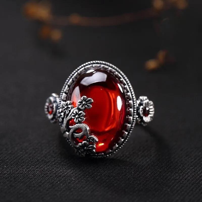 New S925 Silver Pomegranate Red Natural Topaz Retro Plum Blossom Sterling Silver Fashion Versatile Women's Ring
New S925 Silver Pomegranate Red Natural Topaz Retro Plum Blossom Sterling Silver Fashion Versatile Women's Ring