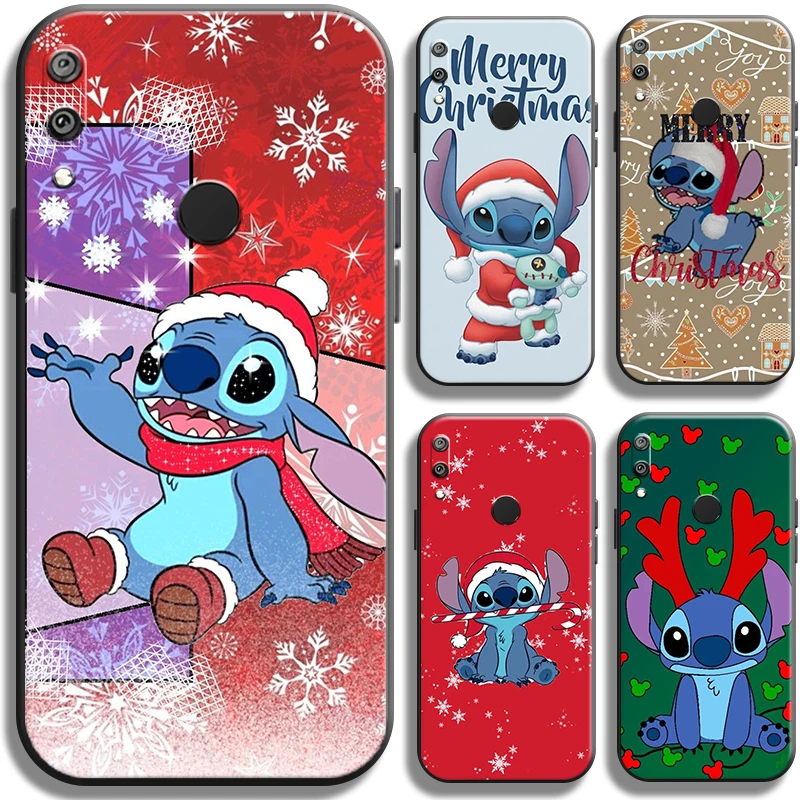 

Stitch Merry Christmas For Huawei Y9 Prime Y9 2019 Y9A Phone Case Funda Black Liquid Silicon TPU Cover Shockproof Carcasa Coque