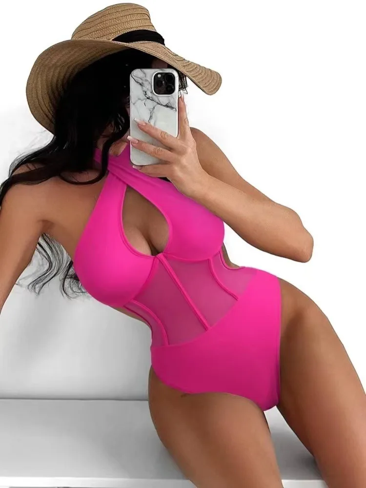 Sexy See Through One Piece Swimsuit 2024 Women Halter Corss Underwire Tummy Control Swimwear Green Black Pink Bathing Suits
Sexy See Through One Piece Swimsuit 2024 Women Halter Corss Underwire Tummy Control Swimwear Green Black Pink Bathing Suits