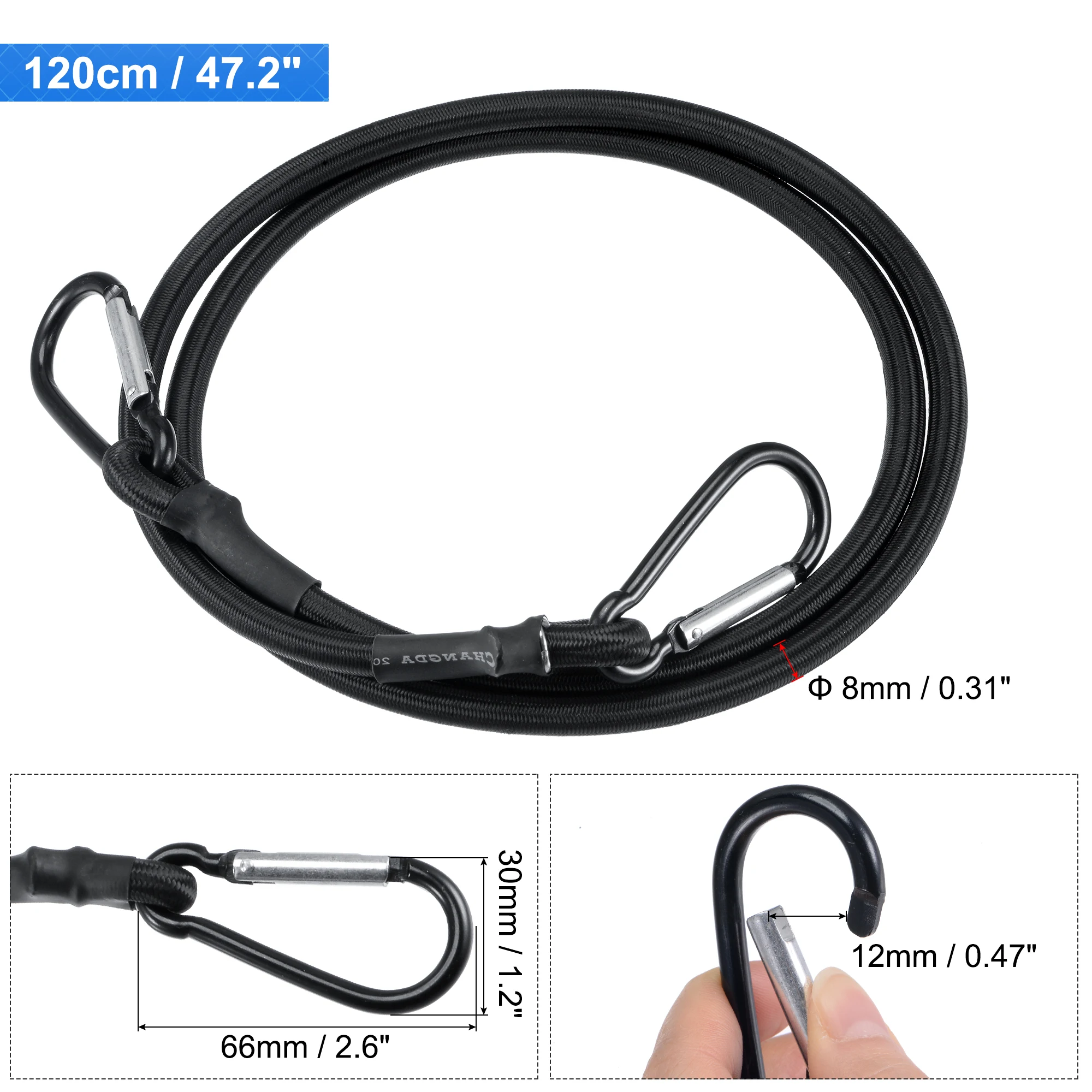 Uxcell Elastic Cord with Hooks, 120cm/47.2 Inch Shock Rope 2 Snap Clips Tie Down for Camping Cargo Luggage Storage, Black
Uxcell Elastic Cord with Hooks, 120cm/47.2 Inch Shock Rope 2 Snap Clips Tie Down for Camping Cargo Luggage Storage, Black